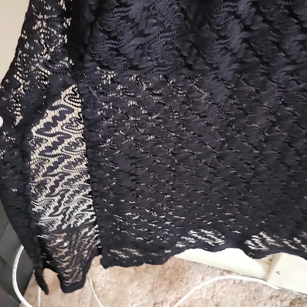 Apt 9 Black Crochet Dress With Lining Double Hem Slit Beach Vacation Resortwear